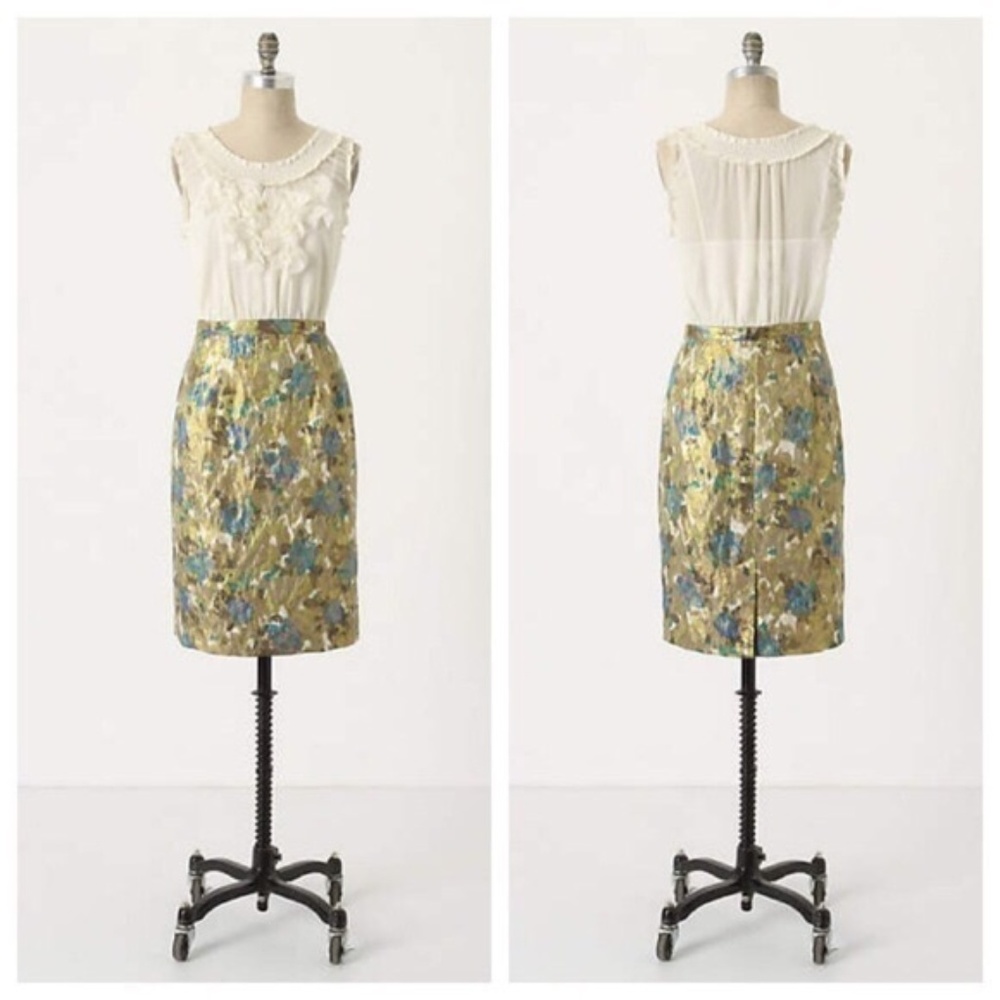 Anthropologie Moulinette Soeurs white & gold dress